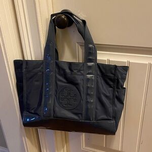 Tory Burch Nylon Tory Navy Blue Tote Bag